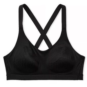 VSX Black Wireless Cross-Back Sports Bra 36D Victorias Secret mesh medium suppor